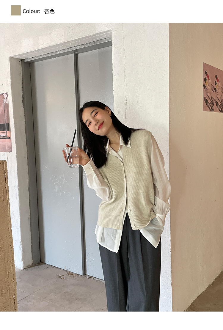 木兰时髦复古小马甲开衫女2023春季新款韩版简约针织上衣女 21507详情30