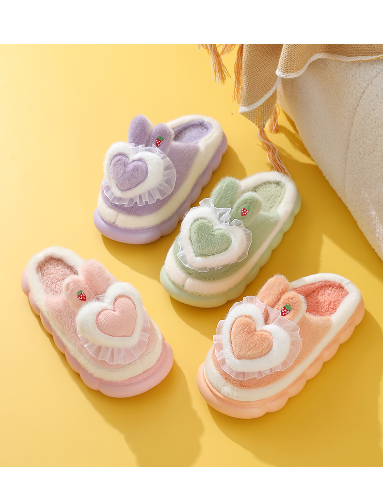 Women's Basic Heart Shape Round Toe Cotton Slippers display picture 2