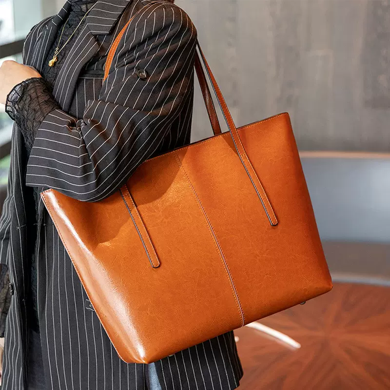 复古牛皮大包包女士包2025新款托特包大容量女真皮百搭通勤单肩包