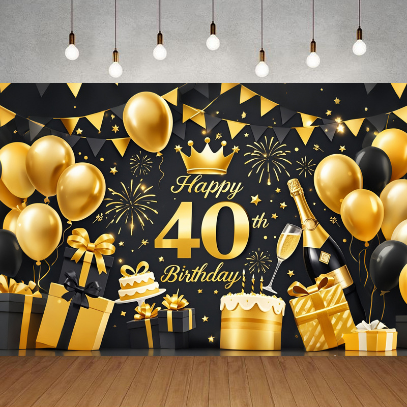 Nueva tela de fondo de feliz cumpleaños transfronteriza, carnaval de fiesta, serie principal de decoración de escenas, banner de cumpleaños