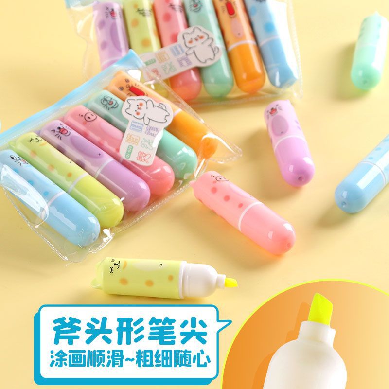 Resaltador de gato, lápiz de punto clave de dibujo de color de alto valor para estudiantes, cabezal oblicuo, marcador de mano, protector de ojos, marcador de color