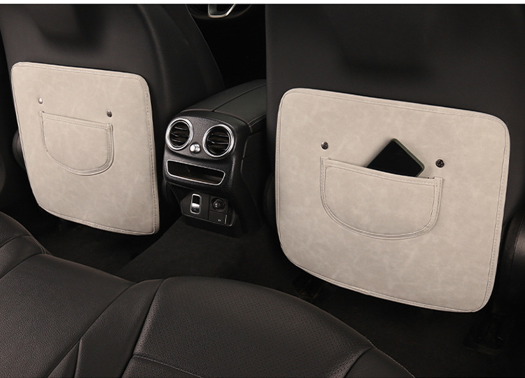 Car Kidsren's Seat Back Anti-Kick Pad Business Classic Rear Seat Anti-Kick and Anti-Scratch Pad Leather Stain-Resistant Seat Back Pad