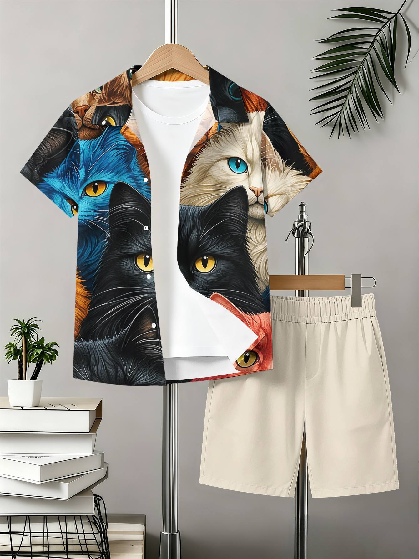 Boys 3d Printed T-shirt And Shorts Set With Pattern Designs_voghion.com