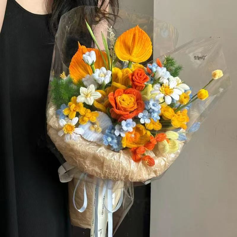 扭扭棒花束玫瑰花手工编织diy材料包送闺蜜女友百合花情人节礼物|undefined