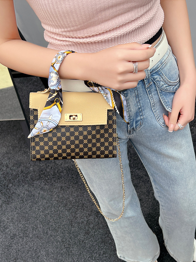 Bolso para mujeres 2024 moda velha flor bufandas de seda de puntos bolso cuadrado para mujeres cadena bolso de hombro bolso de comercio exterior transfronterizo image 6