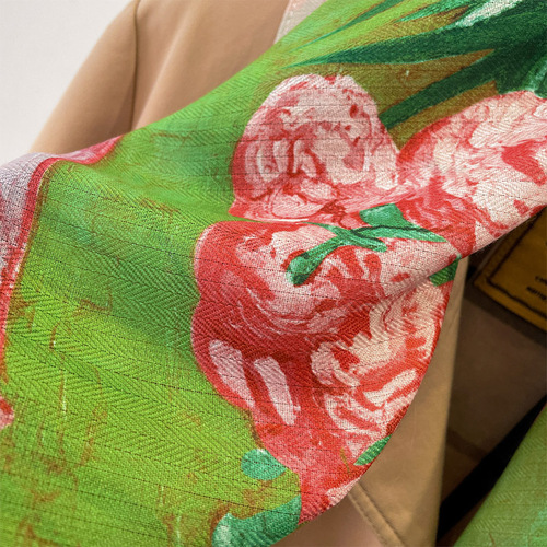 Spring oil painting literary retro small square scarf fashionable professional scarf decorative headband streamer multifunctional shawl silk scarf