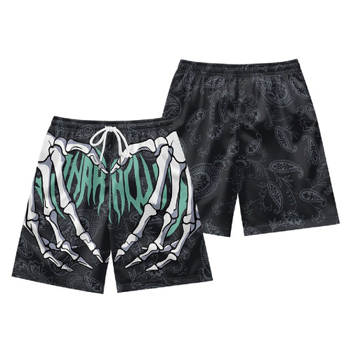 Cross-border summer new men's sportswear fitness 3D digital printing shorts loose straight beach pants wholesale