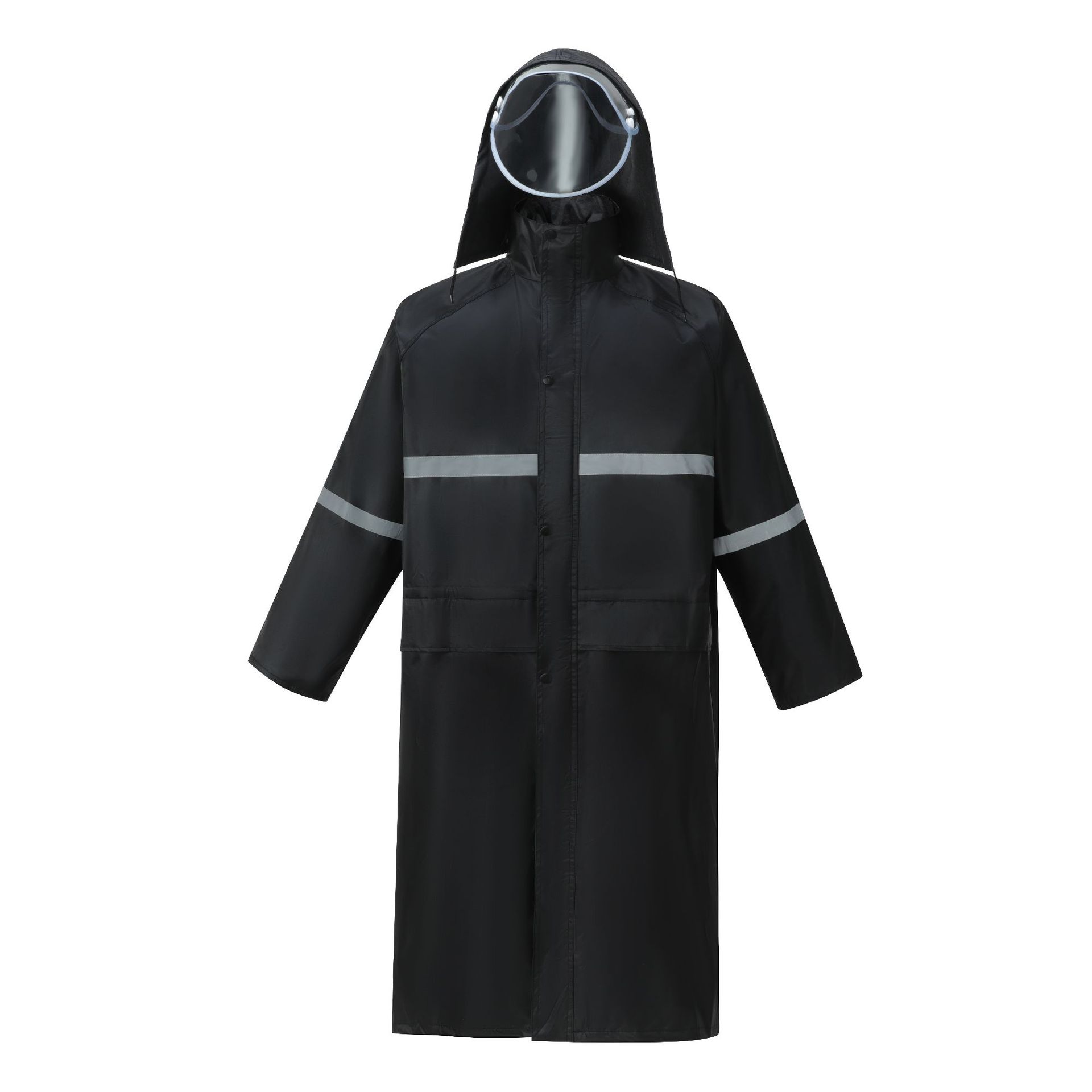 Una chaqueta de lluvia larga y gruesa a prueba de tormentas de todo el cuerpo caminando en servicio sanitario al aire libre chaqueta de lluvia de emergencia reflectante