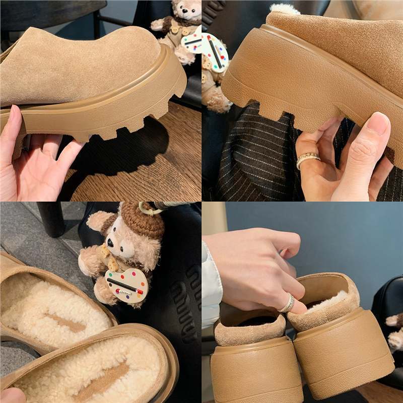 Cowhide Version of Grape Mom's Same Style High Mercerized Cow Velvet Thick-Soled One-Leg Snow Boots Baotou Birkenstock Fur Slippers for Women Cowhide Version of Grape Mom's Same Style High Mercerized Cow Velvet Thick-Soled One-Leg Snow Boots Baotou Birkenstock Fur Slippers for Women