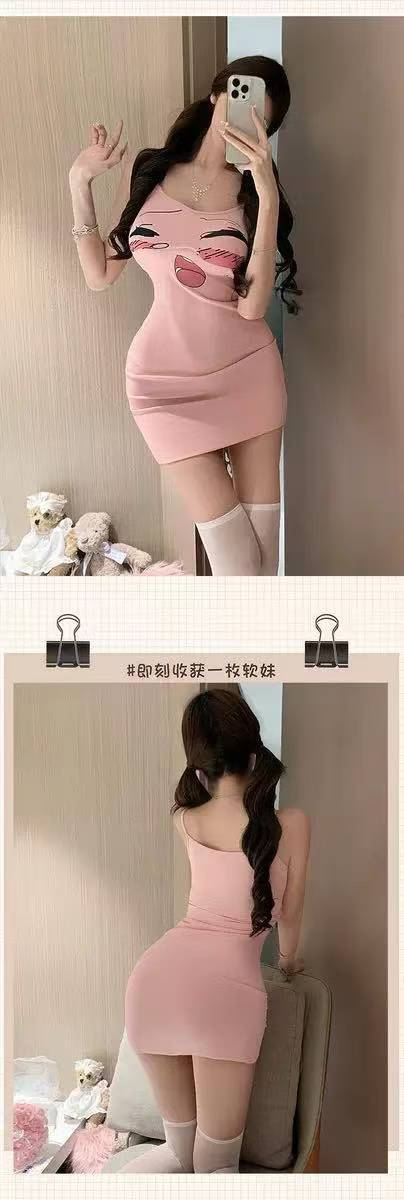 Kawaii Anime-Style Maid Lingerie Dress with Stockings, Slim Fit Polyester Cosplay Set — detail image 5