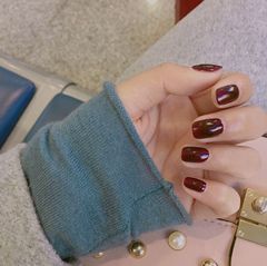 CS-78紅咖方假指甲片穿戴美甲貼成品甲片貼24片美甲貼批發