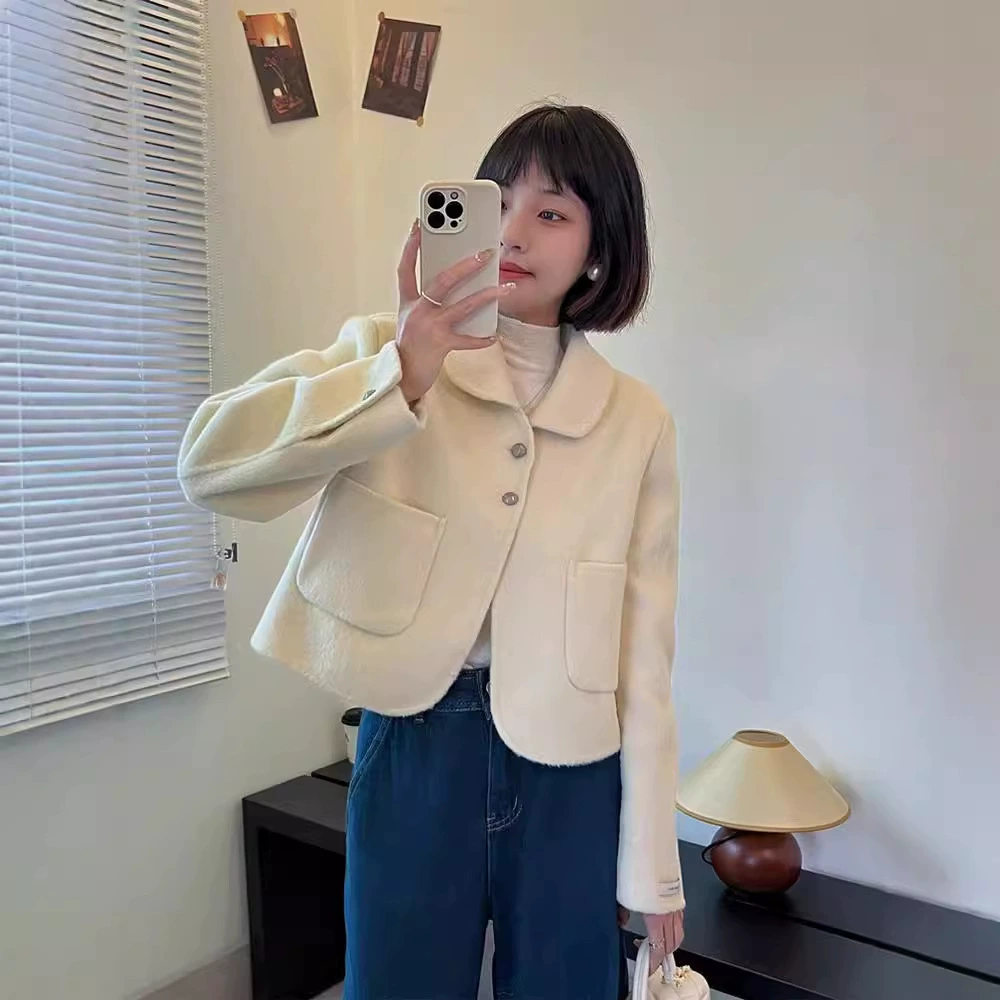 Французское короткое шерстяное пальто для женщин, осень-зима 2025, новый модный стиль, миниатюрное и стильное, омолаживающий топ