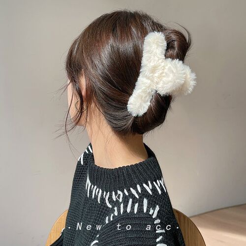 Winter plush grabber for the back of the head, large hair, hairy temperament, hairpin for women, hairy shark hairpin, hairpin