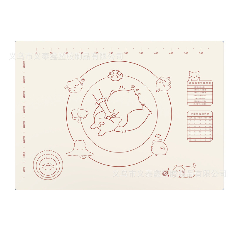Alfombrilla de silicona antideslizante engrosada de grado alimenticio y almohadilla para enrollar almohadilla para hornear diseño de dibujos animados almohadilla para amasar de silicona al por mayor