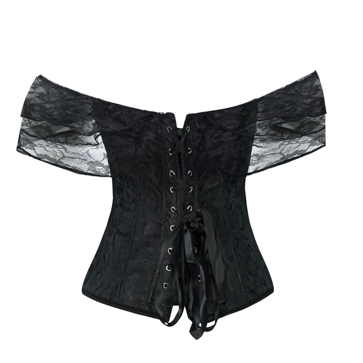 Corset nuevo retro encaje hueso de pescado chaqueta en forma de correa de hombro con manga de burbuja reunida soporte de pecho chaqueta