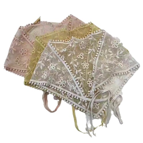 Cherish Triangle Scarf for Women, Thin French Style Head Scarf, Head Covering Silk Scarf, Stylish Retro Decor, Pastoral Wind, Photo