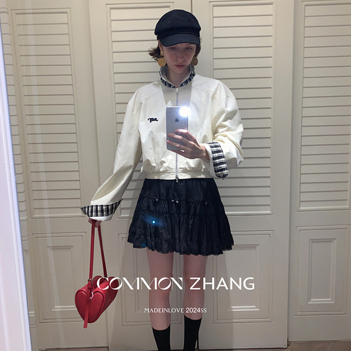 CZ ZHANG春季新款法式甜美风减龄蕾丝a字蛋糕裙百搭气质短裙12432