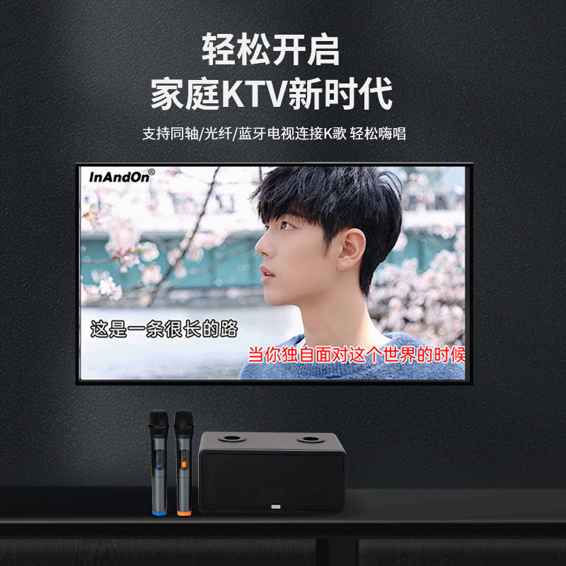 N-S10S家庭电视K歌蓝牙音箱无线双话筒插U盘光纤同轴电视机家用用|undefined