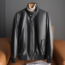 少量服饰海宁秋冬款真皮男士绵羊皮夹克2025商务休闲夹棉皮衣外套