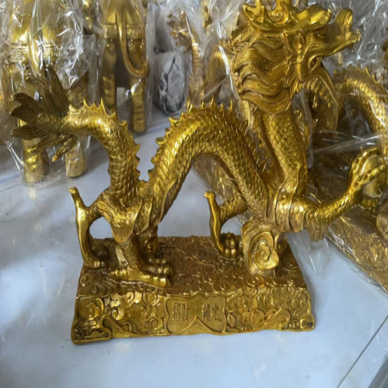 批发铜龙摆件黄铜生肖龙龙形工艺品办公室家居青龙汉龙装饰摆件