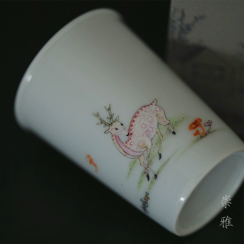 沐云言物 Pastel Lin Shen Jian Deer Wen Xiang чашка Цзиндэчжэнь, фарфоровая расписная чайная чашка в китайском ретро-стиле