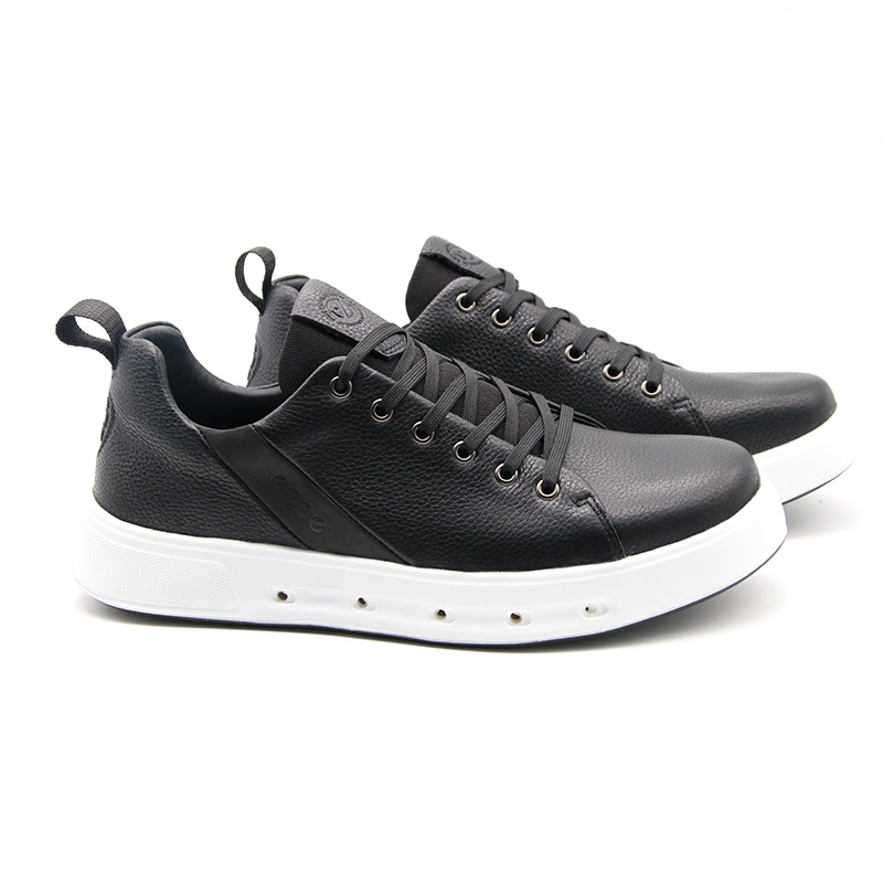 外贸轻奢高档健步鞋休闲板鞋牛皮商务男鞋弹性减震真皮黑武士皮鞋