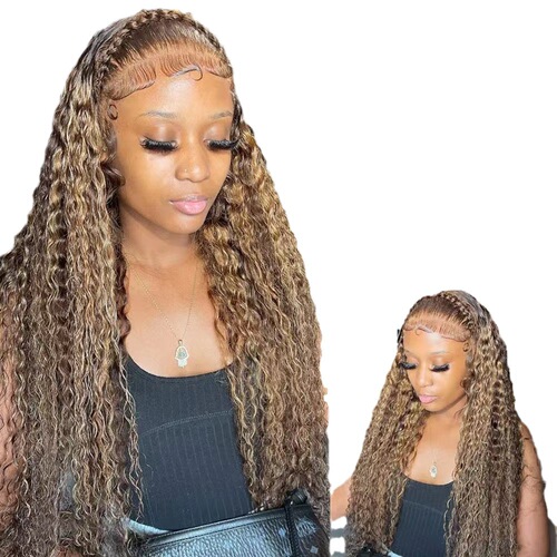 human hair wigs African wig front lace hair cover piano color small curly hair lace wig head cover