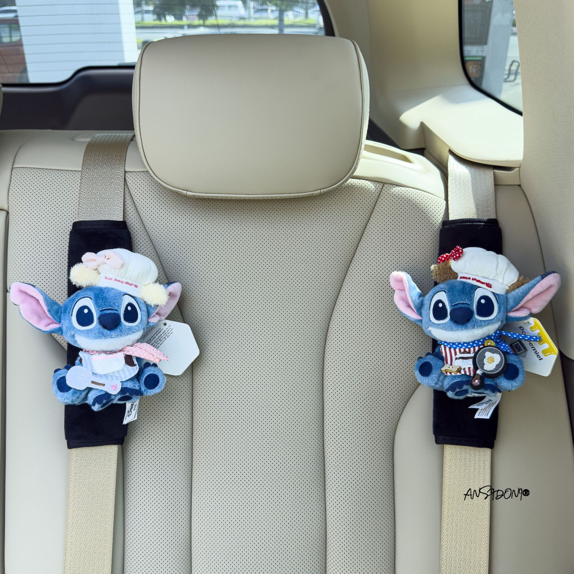 Authentic Lilo and Stitch Doll Car Seat Belt Shoulder Cover Decorative Car Accessories Anti-Stranglehold Car Accessories