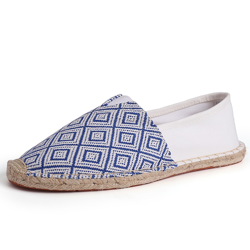 Nueva fábrica directa moda casual hombre y mujer zapatos de tela de paja zapatos pescadores de un pedazo de lona transpirables zapatos perezosos