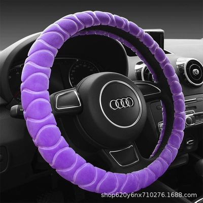 Winter Short Plush Handlebar | Steering wheel cover - purple-38cm