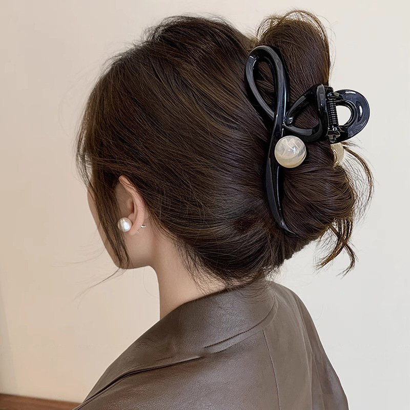 Temperamento Mellard Curry clip de agarre para mujeres 2024 nuevo tamaño grande detrás de la cabeza de alta sensación clip de tiburón para el cabello