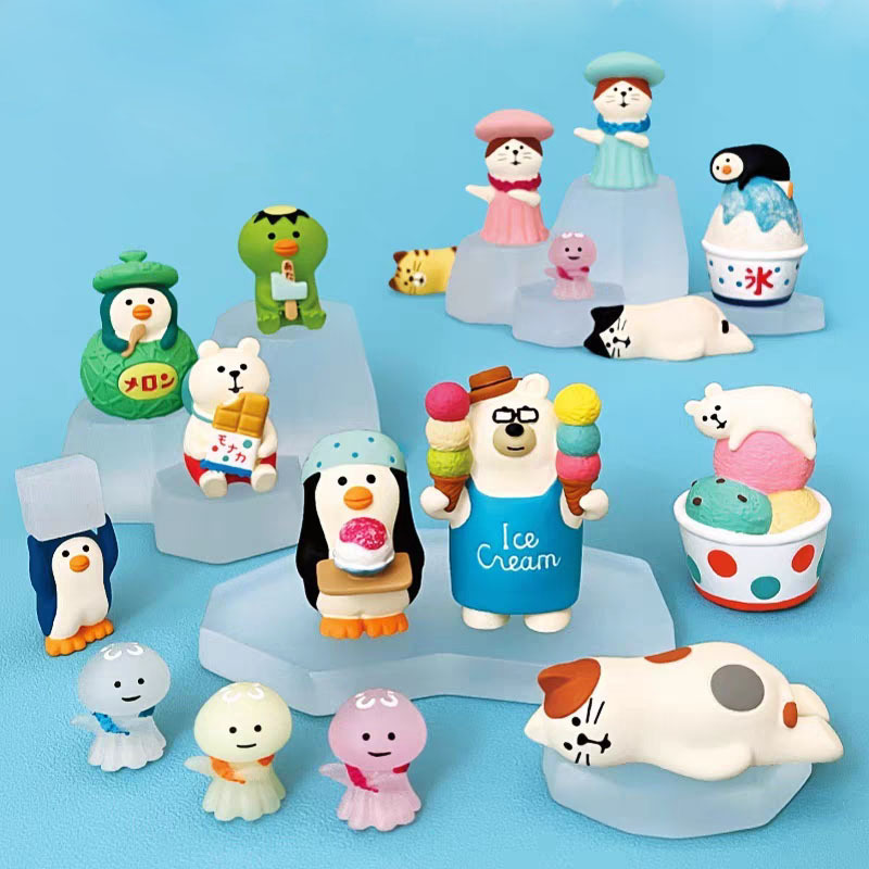 Resin Ice Cream Ornaments Zakka Japanese Cat Summer Creative Trendy DIY Handmade Decorative Crafts Small Ornaments