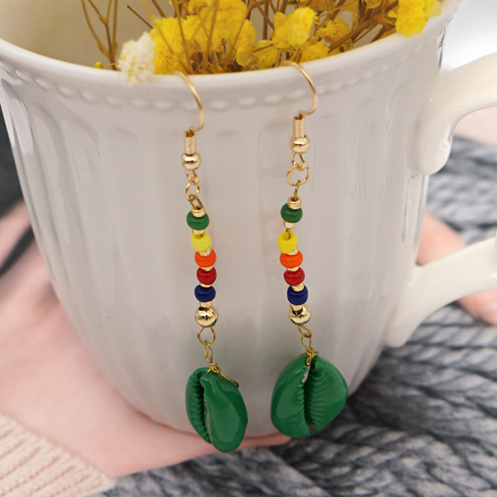 Bohemian Shell Colorful Bead Earrings display picture 13