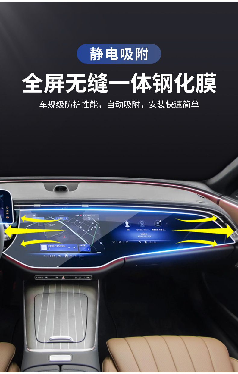Mercedes-Benz New E-Class E300L/E260L Integrated Center Console Navigation Screen Tempered Film