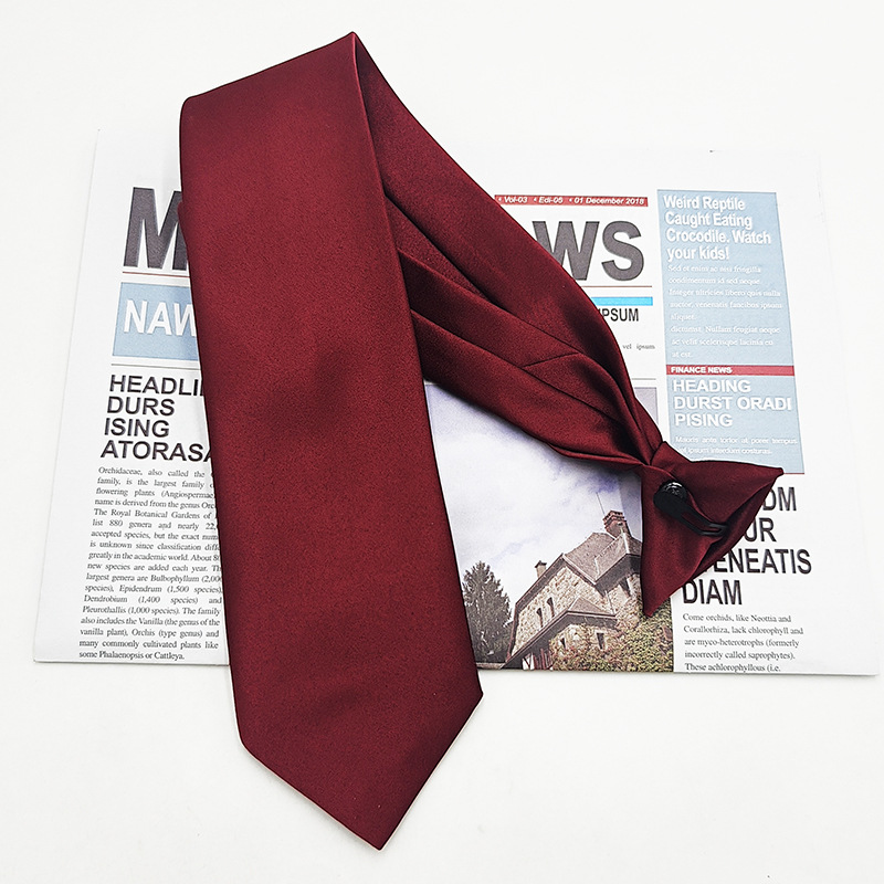 Botón negro de color sólido al contado del fabricante, sin nudos, traje formal transfronterizo europeo y americano, corbata de hombre, hebilla de avión