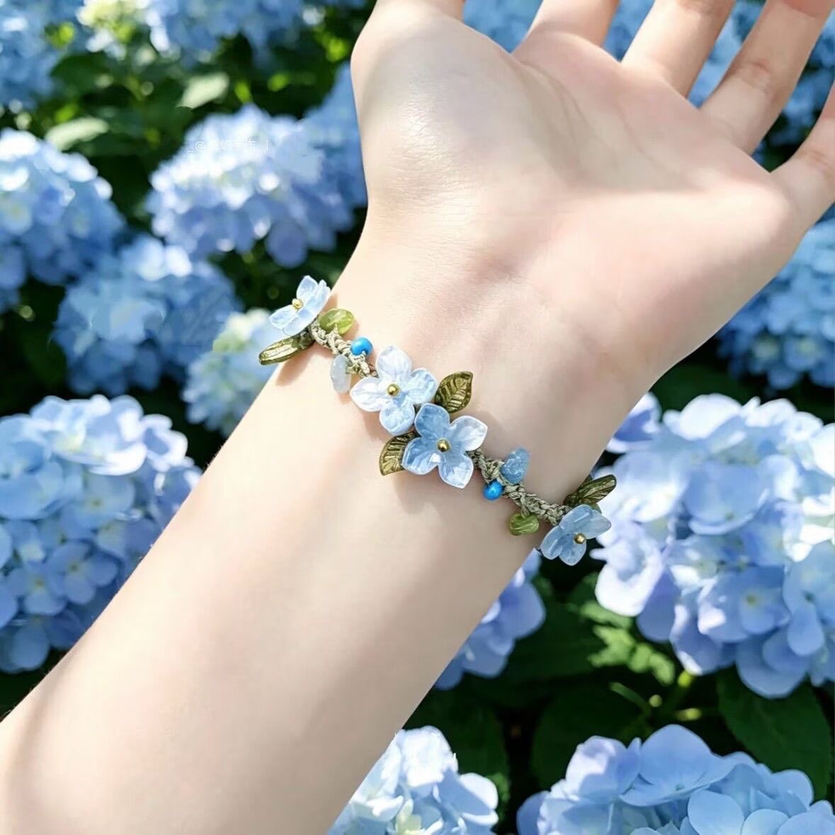 Springtime Blooms, Endless Summer Flower Language, Macrame Handmade Woven Bracelet for Women, Forest Style, Unique Gift for Best Friends