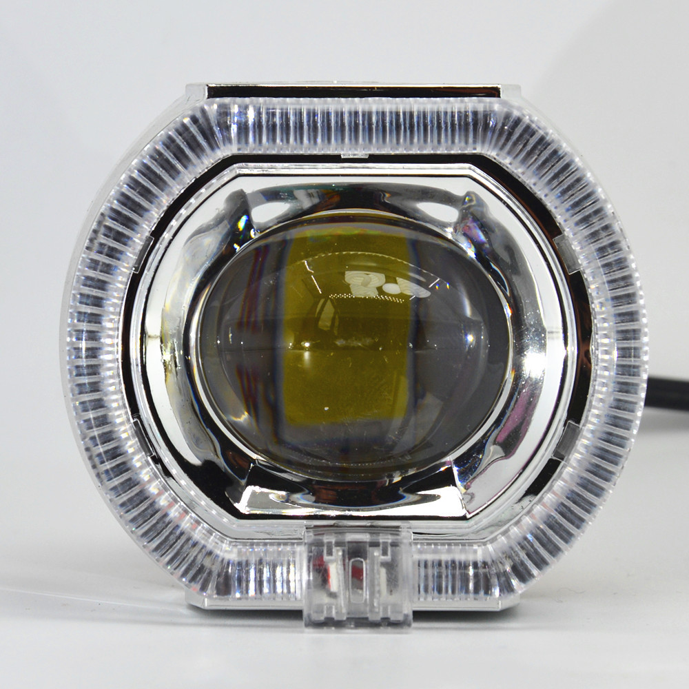 2.5 Pulgada bombilla de motocicleta eléctrica condujo faro incorporado ojo de ángel diablo lente de ojo de luz de alto alcance