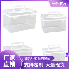 EU89手提方盒透明塑料便携式桌面整理带盖收纳箱养殖金鱼乌龟昆虫