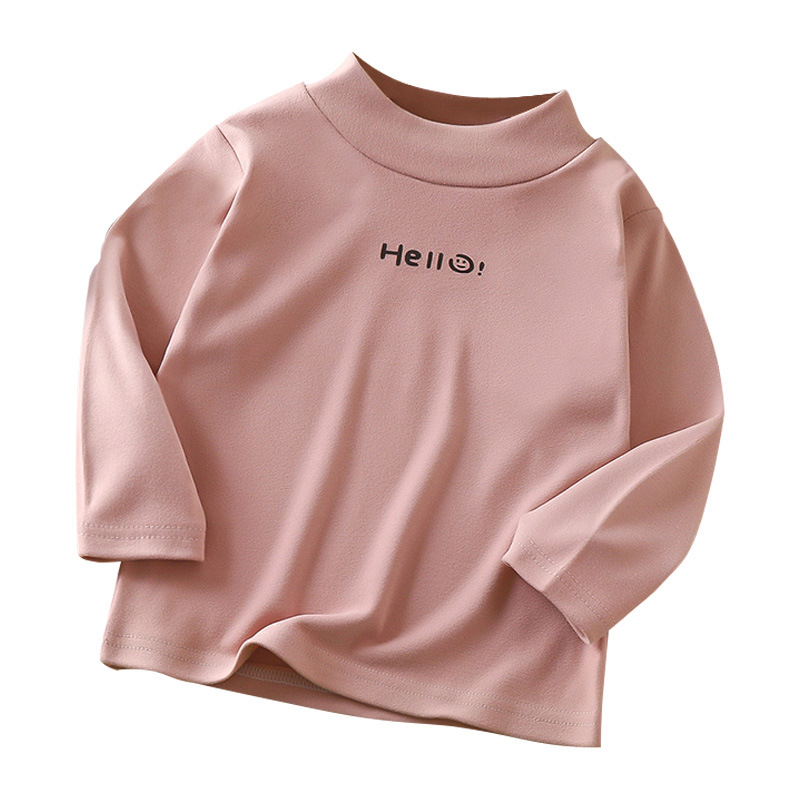 Camisa de fondo para niños de Terciopelo Otoño e Invierno medio cuello alto Camiseta de manga larga para niños cálido interior Top Primavera y otoño ropa para niños image 6