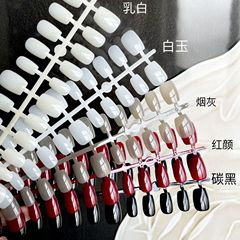 30片手工穿戴美甲短短T型簡約顯白可拆卸成品彩片美甲貼片