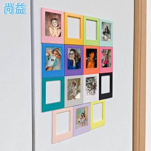 Cross-Border Hot Selling Polaroid 3inch Magnetic Sheet Table Creative DIY Magnetic Fun Small Photo Frame Transparent Photo Frame Hollow