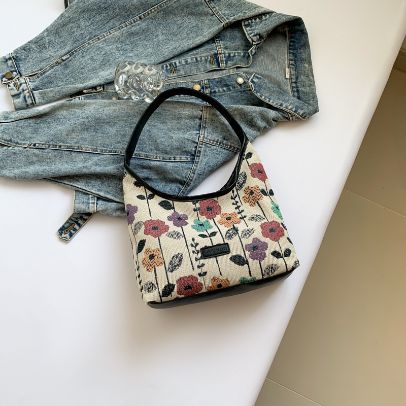 Modas pequeñas frescas de verano nuevas bolsas de tela de gran capacidad impresas casuales simples bolsas de bolsas