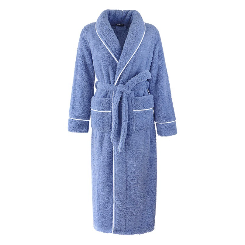 Осенне-зимняя утолщенная хлопковая бархатная ночная рубашка, Мужская зимняя очень большая легкая Роскошная парная халат больших размеров, Женская Удлиненная Пижама