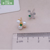 Earrings from pearl jade, silver 925 sample, western style, Korean style