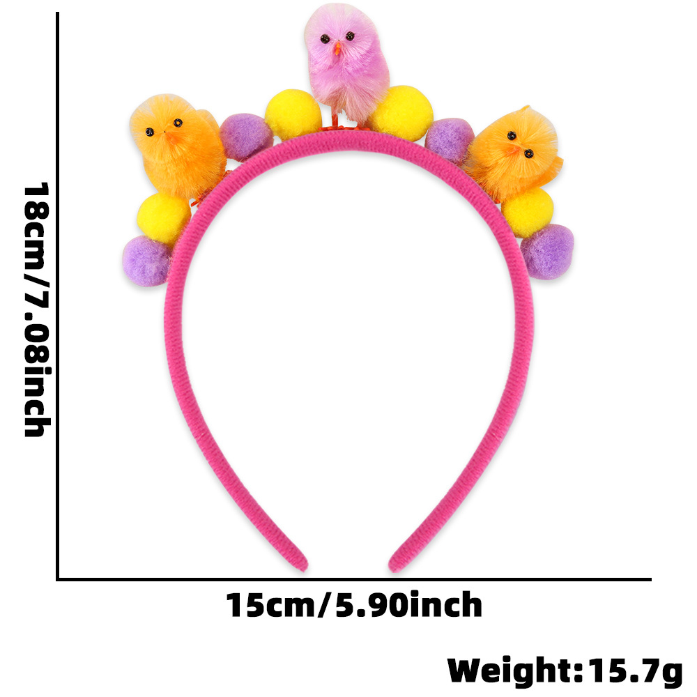 Nuevos adornos de Pascua multicolores de peluche pollo cabeza bandana fiesta vestido niños huevo bandana cabezales