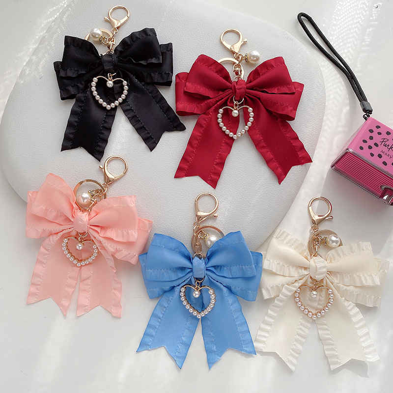 Cross-border New Pleated Ribbon Bow Love Car Keychain Women's Bag Pendant Pendant Keychain Cross-border New Pleated Ribbon Bow Love Car Keychain Women's Bag Pendant Pendant Keychain
