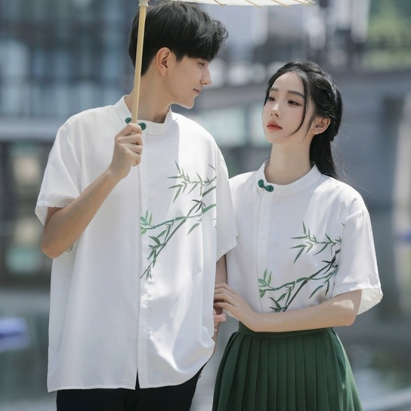 Summer Junior High School Student Shirt Short-Sleeved Graduation Class Uniform Couple Sailor Suit School Uniform Printed Logo