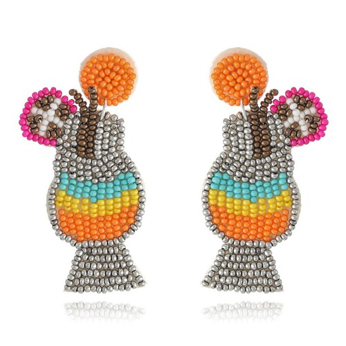 European and American creative personality ethnic style fabric bead earrings handmade wine cup cactus stud earrings earrings accessories wholesale