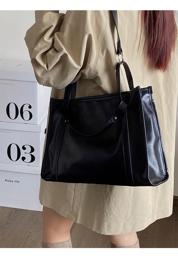 Túi tote nữ da thật đi làm dung tích lớn đeo chéo đeo vai — Màu nâu (viney), Màu đen (viney), Màu nâu (phiên bản công khai), Màu đen (phiên bản công khai) chi tiết 7