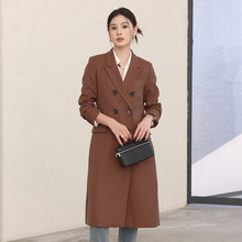 恩迪Dio*风修身版羊毛真丝风衣秋冬毛呢正肩西装毛呢大衣外套中长